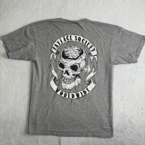 Y2K illest Fatlace Society Worldwide Grey Short Sleeve Shirt Graphic Men's Mediu